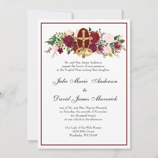 Katholieke klassieke elegante religieuze bruiloft kaart (Voorkant)