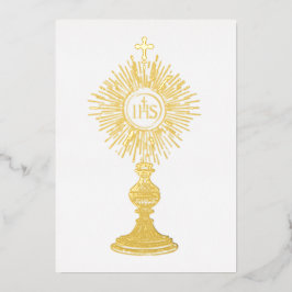 katholieke kleine 5" x 7" Eucharistie monstrans Folie Uitnodiging