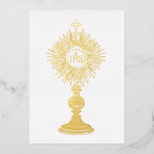 katholieke kleine 5" x 7" Eucharistie monstrans Folie Uitnodiging