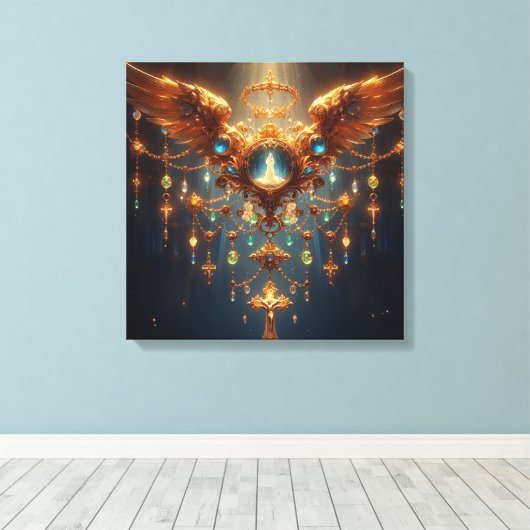 Katholieke kroonluchter canvas afdruk (Insitu (Houten vloer))