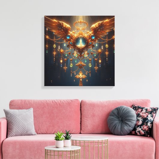 Katholieke kroonluchter canvas afdruk (Insitu (Woonkamer))