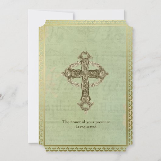 Katholieke Kruis Antiek bruiloft uitnodiging (Achterkant)