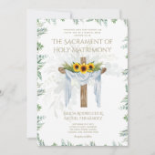 Katholieke kruis traditioneel geformuleerde bruilo kaart (Voorkant)