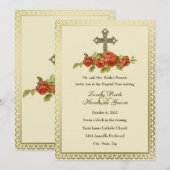 Katholieke KruisVintage Rozen Weddenschap Kaart (Voorkant / Achterkant)