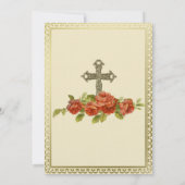 Katholieke KruisVintage Rozen Weddenschap Kaart (Achterkant)