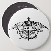 Katholieke Kunst Angels AMDG Traditionele Kruis Ronde Button 6,0 Cm (Voorkant /achterkant)