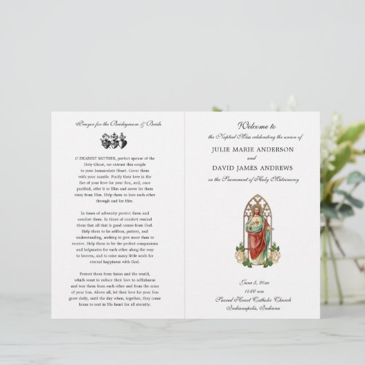 Katholieke Latijnse Mis Huwelijk Heilig Hart Progr (Staand voorkant)