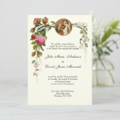 Katholieke legant Ivory Wedding Reception COMBO Kaart (Staand voorkant)