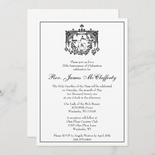 katholieke legant priest Ordination Jubileum Inv Kaart (Voorkant / Achterkant)