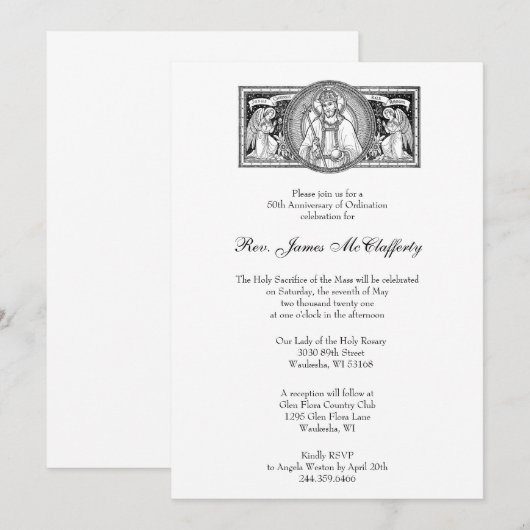 katholieke legant priest Ordination Jubileum Kaart (Voorkant / Achterkant)
