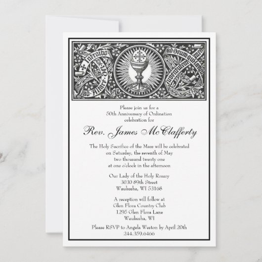 katholieke legant priest Ordination Jubileum Kaart (Voorkant)