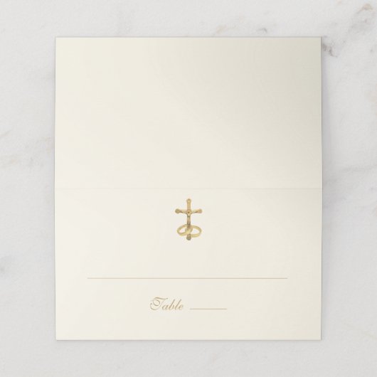 Katholieke  legant Simple Wedding Place Card Plaatskaartje (Buitenkant ongevouwen)
