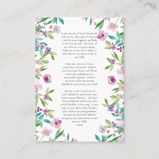 Katholieke lentebloemen Zwangerschapsgebed Kaart Plaatskaartje (Voorkant)