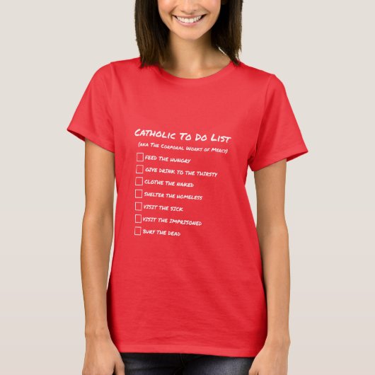 Katholieke lijst van taken t-shirt (Voorkant)