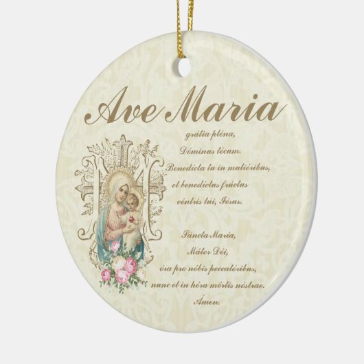 Katholieke Maagd Maria Ave Maria Baby Jesus Floral Keramisch Ornament (Links)