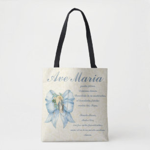 Katholieke Maagd Maria Ave Maria Baby Jesus Floral Tote Bag