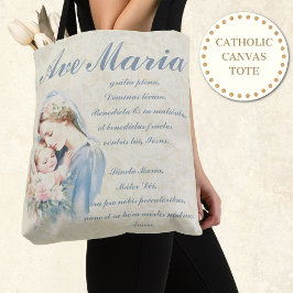 Katholieke Maagd Maria Ave Maria Baby Jesus Floral Tote Bag