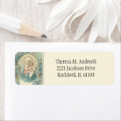 Katholieke Maagd Maria Baby Jesus Floral Etiket (Insitu)