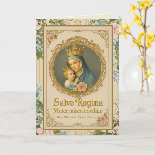 Katholieke Maagd Maria Bloemen Verjaardag Kaart (Gele Bloem)