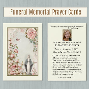 Katholieke Maagd Maria Bloemenbegrafenis Vintage Visitekaartje