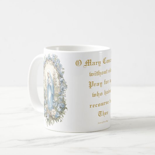 Katholieke Maagd Maria Gebed Blues Bloemen Koffiemok (Voorkant links)