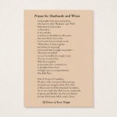 Katholieke Maagd Maria Gebed Echtgenoten & Vrouwen Visitekaartje (Achterkant)