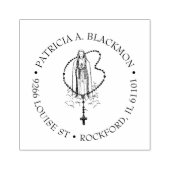 Katholieke Maagd Maria Heilige Rozenkrans Fatima R Rubberstempel (Afrduk)