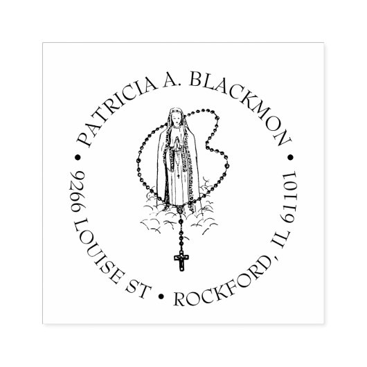 Katholieke Maagd Maria Heilige Rozenkrans Fatima R Rubberstempel (Afrduk)