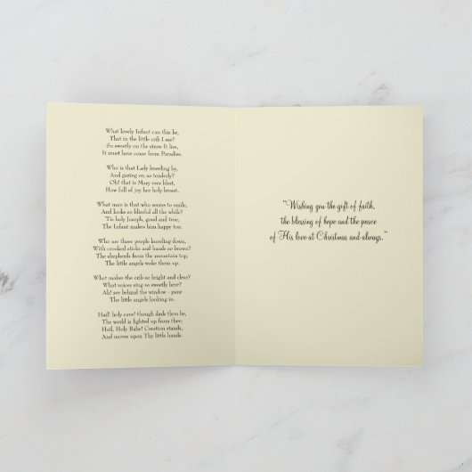 Katholieke Maagd Maria Jezus Priester Poinsettias Kaart (Binnen)