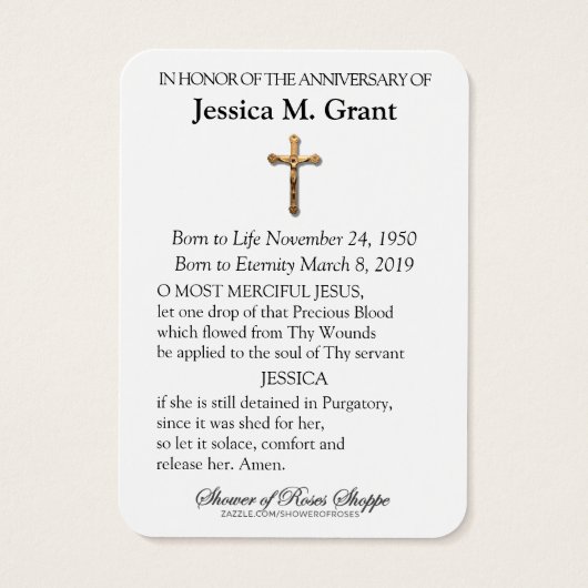 Katholieke Maagd Maria Jubileum Dood van 1 Visitekaartje (Achterkant)