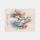 Katholieke Maagd Maria met rozen Fleece Deken (Voorkant (Horizontaal))