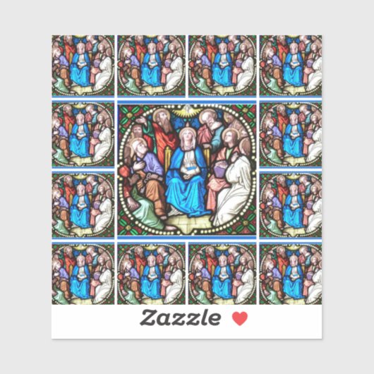 Katholieke Maagd Maria Pinksteren Glas in lood Sticker (Vel)