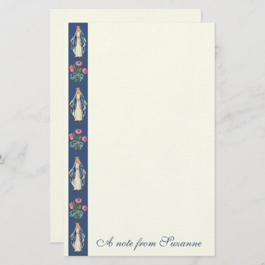 Katholieke Maagd Maria Religieuze Bloemen Briefpapier (Voorkant / Achterkant)