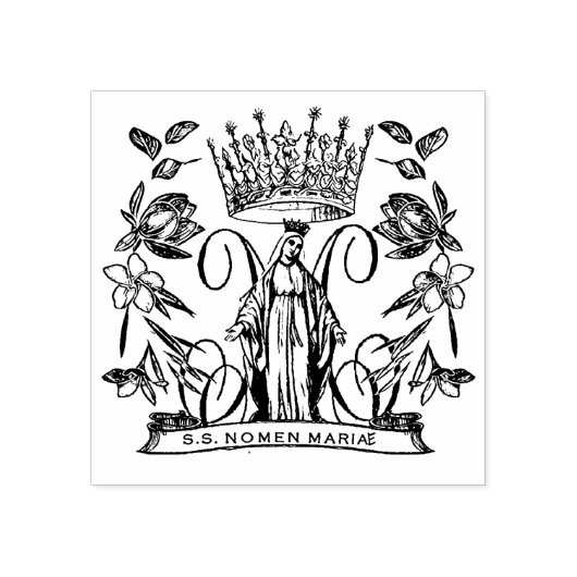 Katholieke Maagd Maria Religieuze Koningin van de  Rubberstempel (Afrduk)