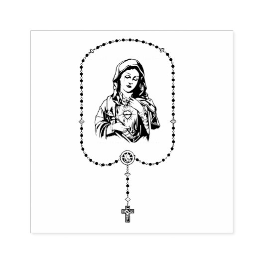 Katholieke Maagd Maria Rozenkrans Religieus adres Rubberstempel (Afrduk)