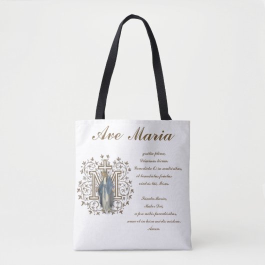 Katholieke Maagd Mary Ave Maria in het Latijn Tote Bag (Voorkant)
