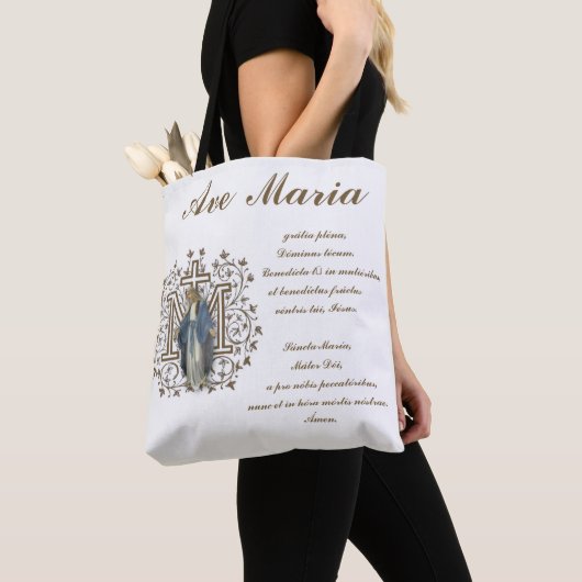 Katholieke Maagd Mary Ave Maria in het Latijn Tote Bag (Dichtbij)