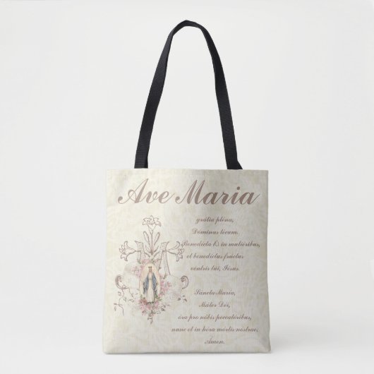 Katholieke Maagd Mary Ave Maria in het Latijn Tote Bag (Voorkant)