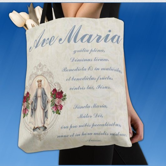 Katholieke Maagd Mary Ave Maria in het Latijn Tote Bag