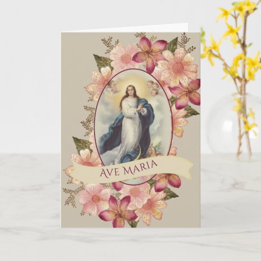Katholieke Maagd Mary Ave Maria Kaart (Gele Bloem)