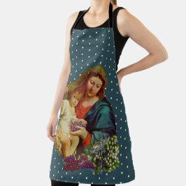 Katholieke Maagd Mary Baby Jesus Floral Schort