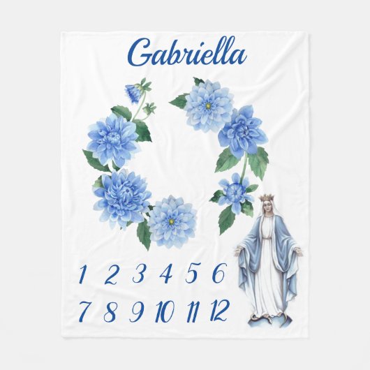 Katholieke Maagd Mary Baby Milestone Fleece Deken (Voorkant)