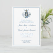 Katholieke Maagd Mary Blue Floral Wedding Kaart (Staand voorkant)