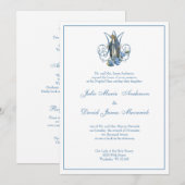 Katholieke Maagd Mary Blue Floral Wedding Kaart (Voorkant / Achterkant)