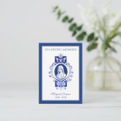 Katholieke Maagd Mary Blue Funeral Sympathie Praye Plaatskaartje (Staand voorkant)