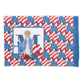 Katholieke Maagd Mary Cross-American Flag Religies Kussensloop