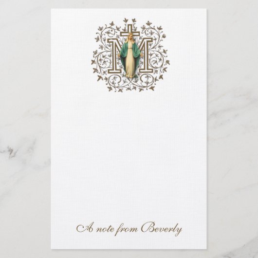 Katholieke Maagd Mary Cross Religieuze Briefpapier (Voorkant)
