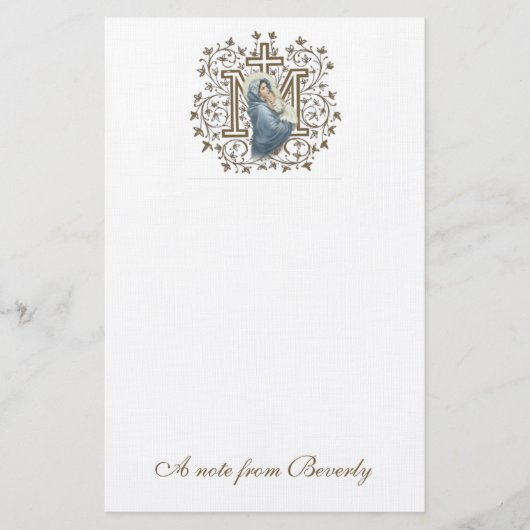 Katholieke Maagd Mary Cross Religieuze Briefpapier (Voorkant)