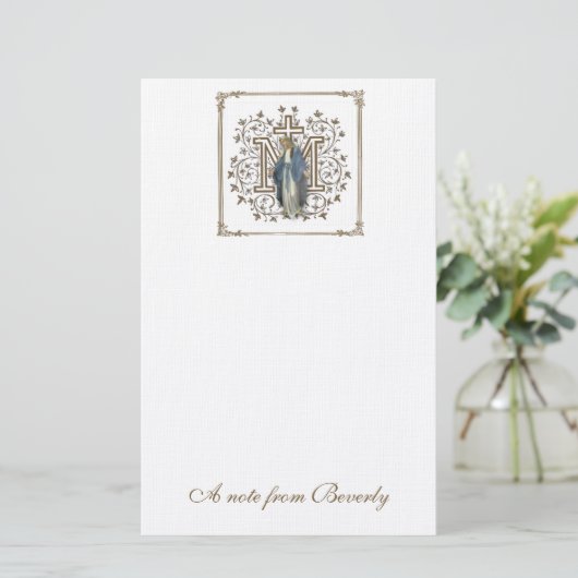 Katholieke Maagd Mary Cross Religieuze Briefpapier (Staand voorkant)