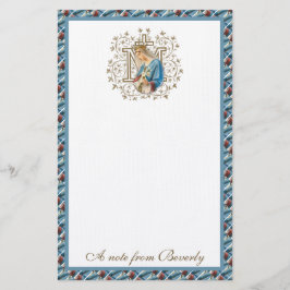 Katholieke Maagd Mary Cross Religieuze Stati Briefpapier